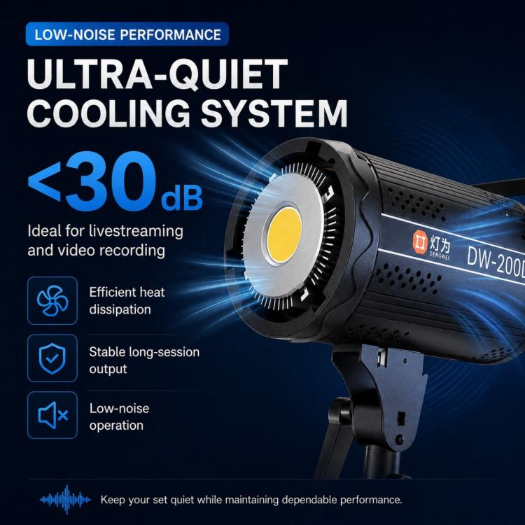 DENGWEI DW200D 200W COB LED Video Light Daylight Balanced Continuous Output Studio Lamp, EU Plug, US Plug, UK Plug