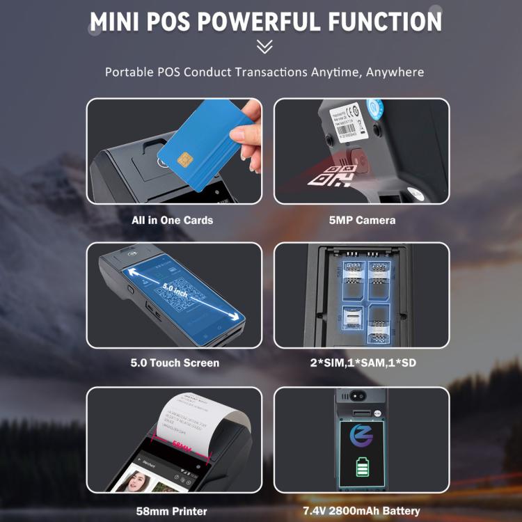 Z90N Supermarket Mobile Bill Payment POS Machine, Handheld Cash Register With Credit Card NFC Function, EU Plug