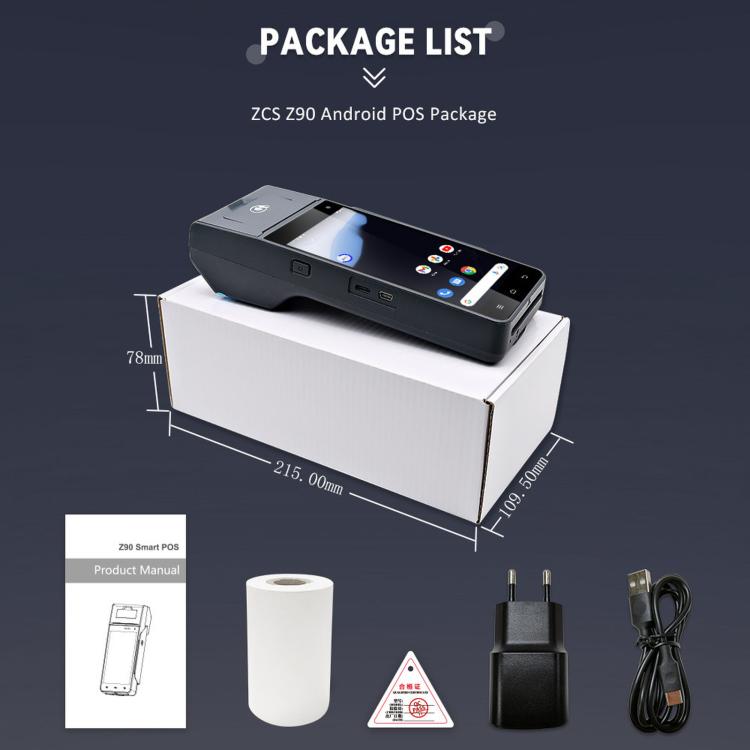 Z90N Supermarket Mobile Bill Payment POS Machine, Handheld Cash Register With Credit Card NFC Function, EU Plug