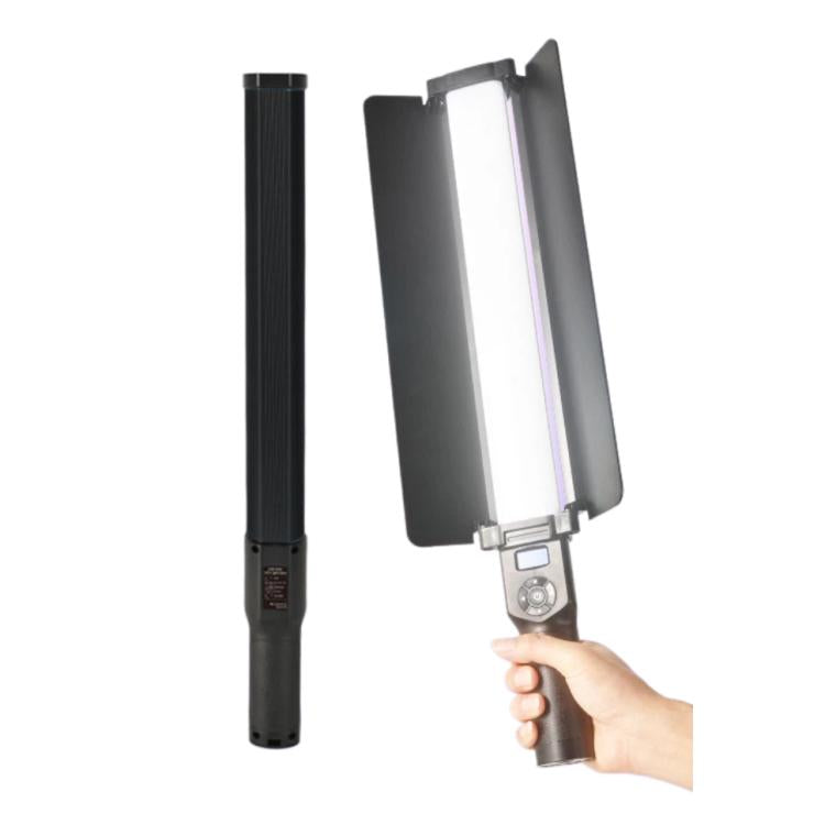 DENGWEI 30W Handheld RGB Light Wand Rechargeable LED Video Light Stick 2700K-8500K Full Color Photography Fill Light With Detachable Barn Doors, US Plug