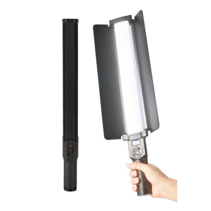 DENGWEI 30W Handheld RGB Light Wand Rechargeable LED Video Light Stick 2700K-8500K Full Color Photography Fill Light With Detachable Barn Doors, US Plug