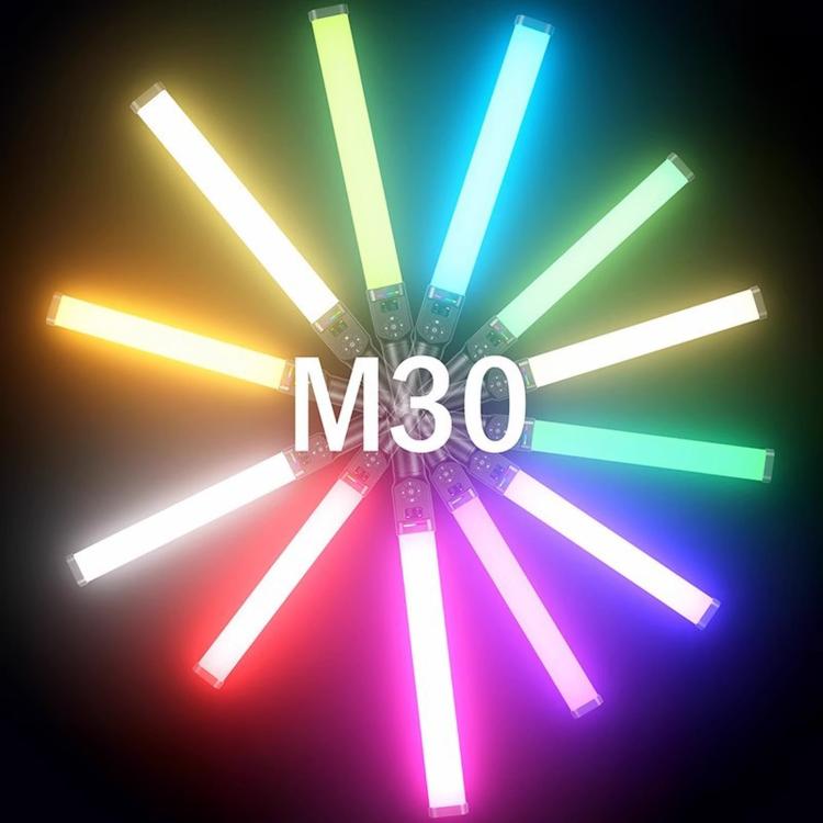 DENGWEI 30W Handheld RGB Light Wand Rechargeable LED Video Light Stick 2700K-8500K Full Color Photography Fill Light With Detachable Barn Doors, US Plug