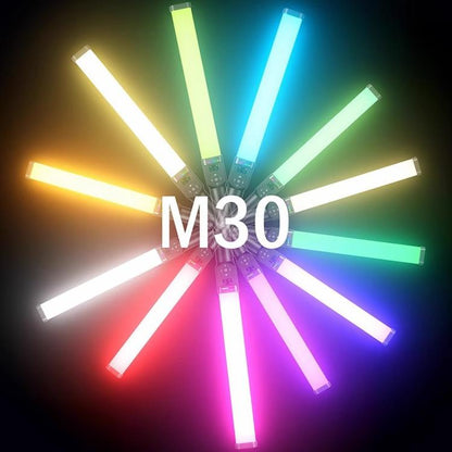 DENGWEI 30W Handheld RGB Light Wand Rechargeable LED Video Light Stick 2700K-8500K Full Color Photography Fill Light With Detachable Barn Doors, US Plug