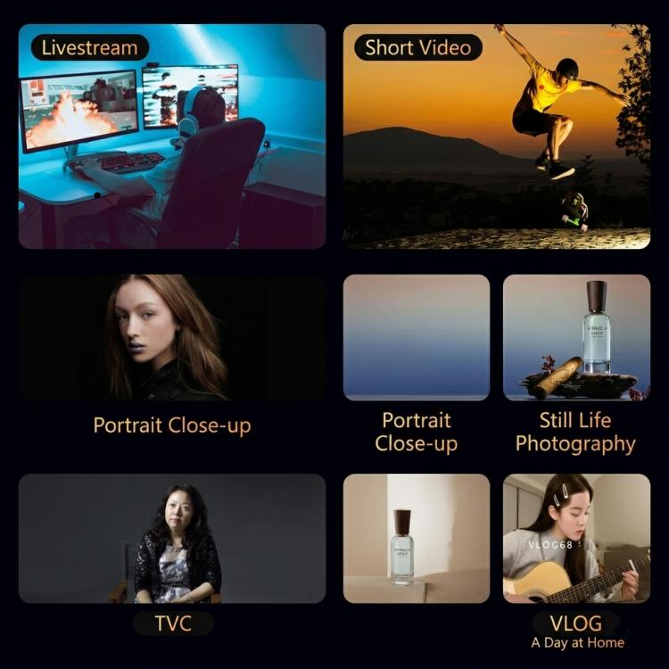 DENGWEI 30W Handheld RGB Light Wand Rechargeable LED Video Light Stick 2700K-8500K Full Color Photography Fill Light With Detachable Barn Doors, US Plug