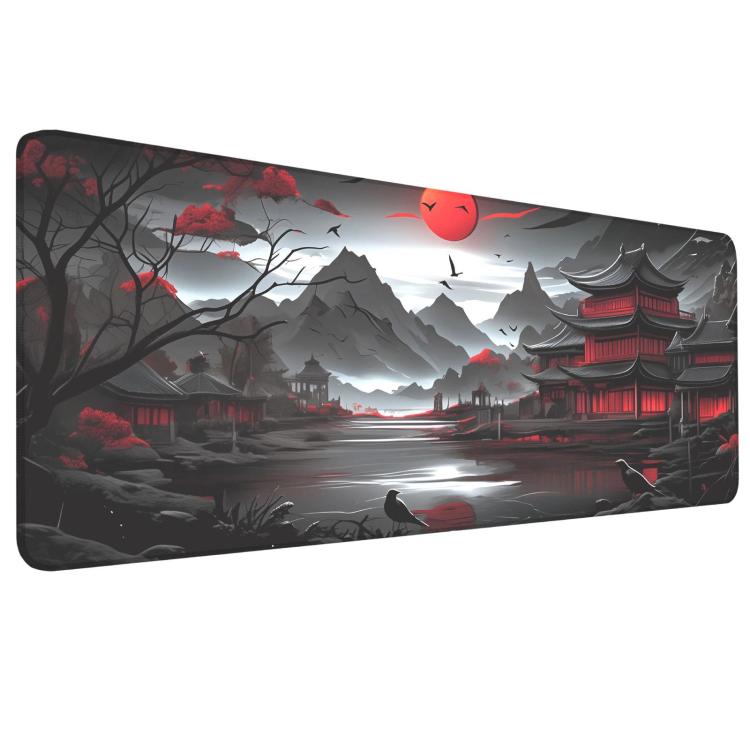 Stain-Resistant Ancient Landscape Mouse Pad, E-Sports Gaming Keyboard Desk Mat, 30 x 80 x 0.2cm, 30 x 80 x 0.3cm, 40 x 90 x 0.2cm, 40 x 90 x 0.3cm