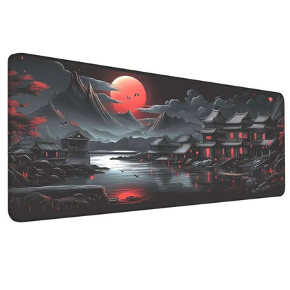 Stain-Resistant Ancient Landscape Mouse Pad, E-Sports Gaming Keyboard Desk Mat, 30 x 80 x 0.2cm, 30 x 80 x 0.3cm, 40 x 90 x 0.2cm, 40 x 90 x 0.3cm