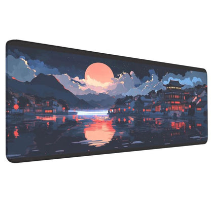 Stain-Resistant Ancient Landscape Mouse Pad, E-Sports Gaming Keyboard Desk Mat, 30 x 80 x 0.2cm, 30 x 80 x 0.3cm, 40 x 90 x 0.2cm, 40 x 90 x 0.3cm