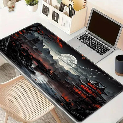 Stain-Resistant Ancient Landscape Mouse Pad, E-Sports Gaming Keyboard Desk Mat, 30 x 80 x 0.2cm, 30 x 80 x 0.3cm, 40 x 90 x 0.2cm, 40 x 90 x 0.3cm