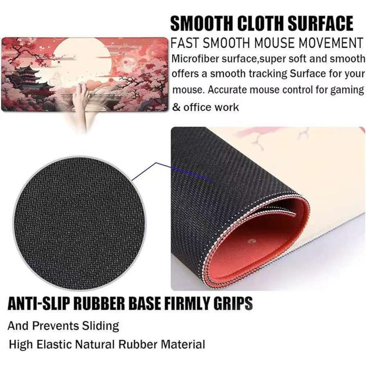 Stain-Resistant Ancient Landscape Mouse Pad, E-Sports Gaming Keyboard Desk Mat, 30 x 80 x 0.2cm, 30 x 80 x 0.3cm, 40 x 90 x 0.2cm, 40 x 90 x 0.3cm
