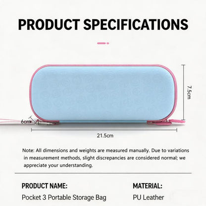 For DJI Osmo Pocket 3 Standalone & Essential Accessories Hard Carrying Case PU Leather Storage Bag with Wrist Strap