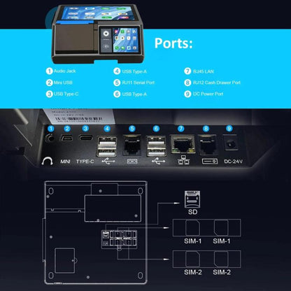 Z100 Dual-Screen Smart Cash Register With Printing All-In-One Machine, Android POS Terminal For Hotel, Restaurant, Supermarket EU Plug, 3.95 inch 58mm, 3.95 inch 80mm, 2.6 inch 58mm, 2.6 inch 80mm