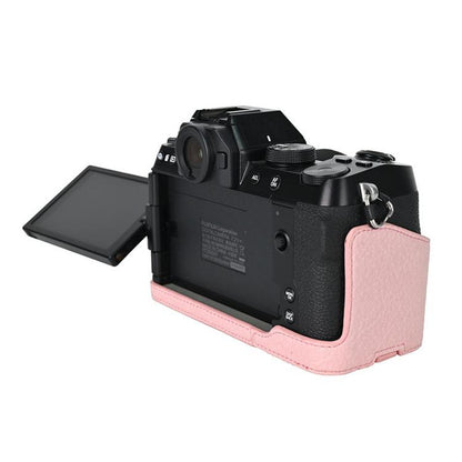 For Fujifilm X-S10 PU Leather Camera Half Case Vintage Litchi Pattern Protective Bottom Base With Magnetic Battery Access