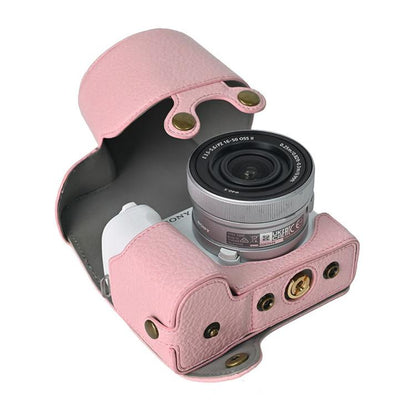 For Sony ZV-E10 II / ZV-E10M2 PU Leather Camera Case Bag Protective Half Body Cover With Shoulder Strap