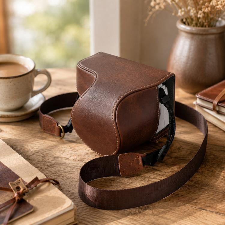 For Sony ZV-E10 II / ZV-E10M2 PU Leather Camera Case Bag Protective Half Body Cover With Shoulder Strap