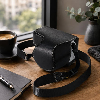 For Sony ZV-E10 II / ZV-E10M2 PU Leather Camera Case Bag Protective Half Body Cover With Shoulder Strap