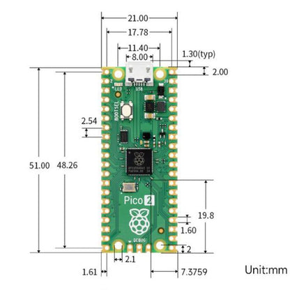 Waveshare For Raspberry Pi Pico 2 Microcontroller Board Based On Official RP2350 Chip Dual-Core & Dual-Architecture Design, Original, Starter Kit, Sensor Kit