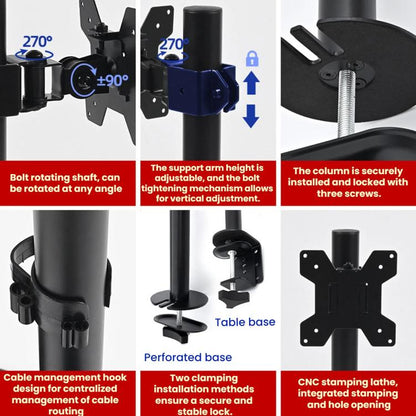 10-32 Inch Computer Monitor Height-Adjustable Swivel Desktop Stand, ZX-MT010