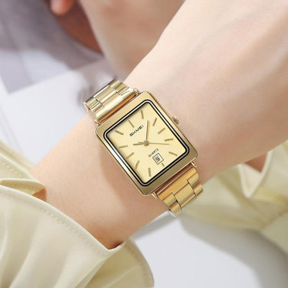 SKMEI 2566 Women Vintage Steel-Strap Business Watch 30m Water-Resistant Daily-Use Calendar Quartz Watch