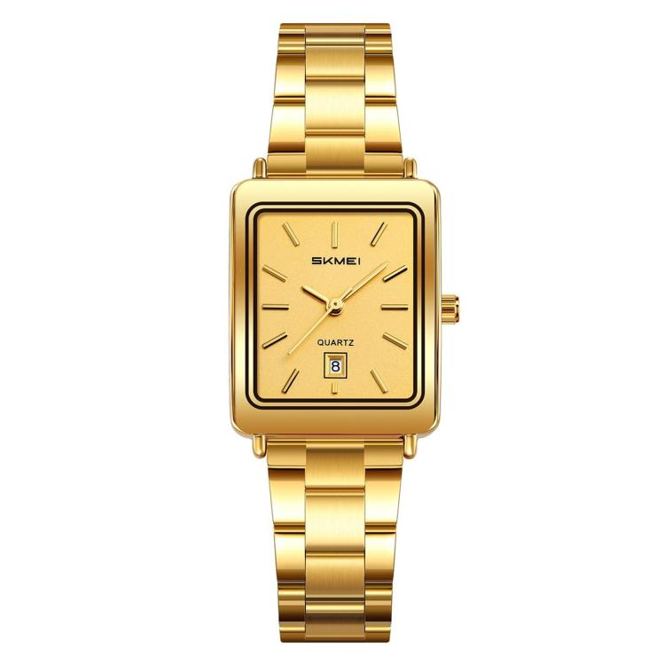 SKMEI 2566 Women Vintage Steel-Strap Business Watch 30m Water-Resistant Daily-Use Calendar Quartz Watch