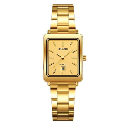 SKMEI 2566 Women Vintage Steel-Strap Business Watch 30m Water-Resistant Daily-Use Calendar Quartz Watch