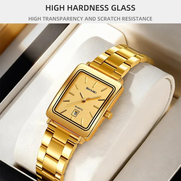 SKMEI 2566 Women Vintage Steel-Strap Business Watch 30m Water-Resistant Daily-Use Calendar Quartz Watch