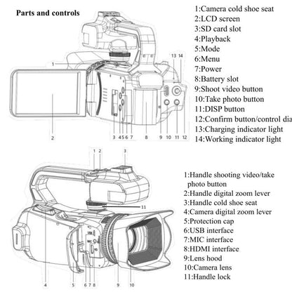 64MP 6K 18X Digital Zoom Camcorder Video Camera With 4-Inch Touch Screen, Microphone & LED Light, 32G, 64G, 128G, 256G