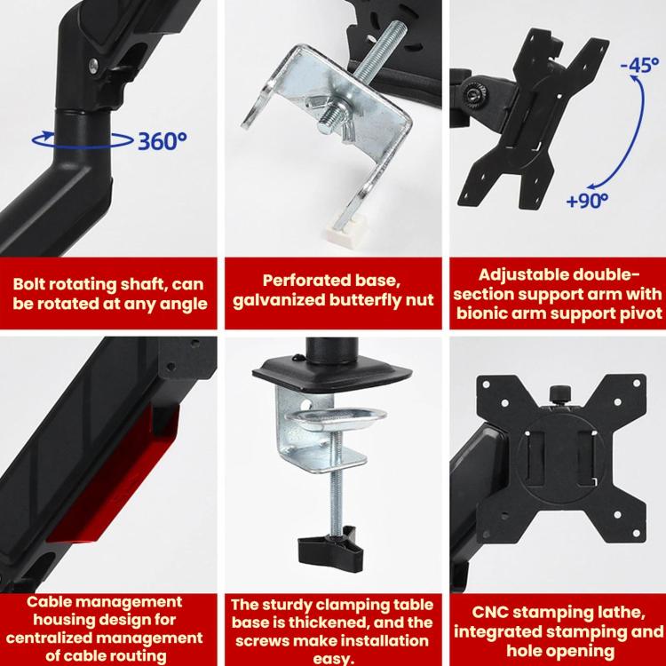 10-32 Inch Monitor Cylinder Spring Cantilever Desktop Height-Adjustable Bracket, DY-01