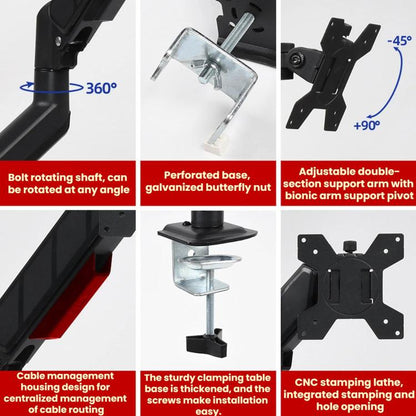 10-32 Inch Monitor Cylinder Spring Cantilever Desktop Height-Adjustable Bracket, DY-01