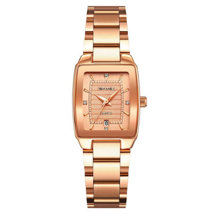 SKMEI 2578 Women Stainless Steel Business Watch Vintage Square 30m Life Water-Resistant Quartz Watch