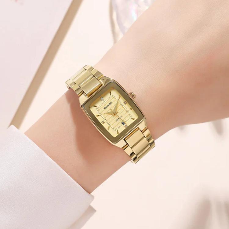 SKMEI 2578 Women Stainless Steel Business Watch Vintage Square 30m Life Water-Resistant Quartz Watch