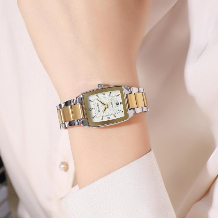 SKMEI 2578 Women Stainless Steel Business Watch Vintage Square 30m Life Water-Resistant Quartz Watch