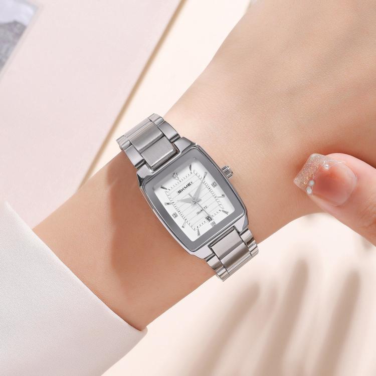 SKMEI 2578 Women Stainless Steel Business Watch Vintage Square 30m Life Water-Resistant Quartz Watch
