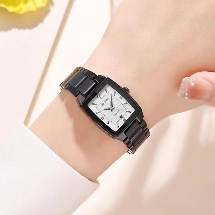 SKMEI 2578 Women Stainless Steel Business Watch Vintage Square 30m Life Water-Resistant Quartz Watch