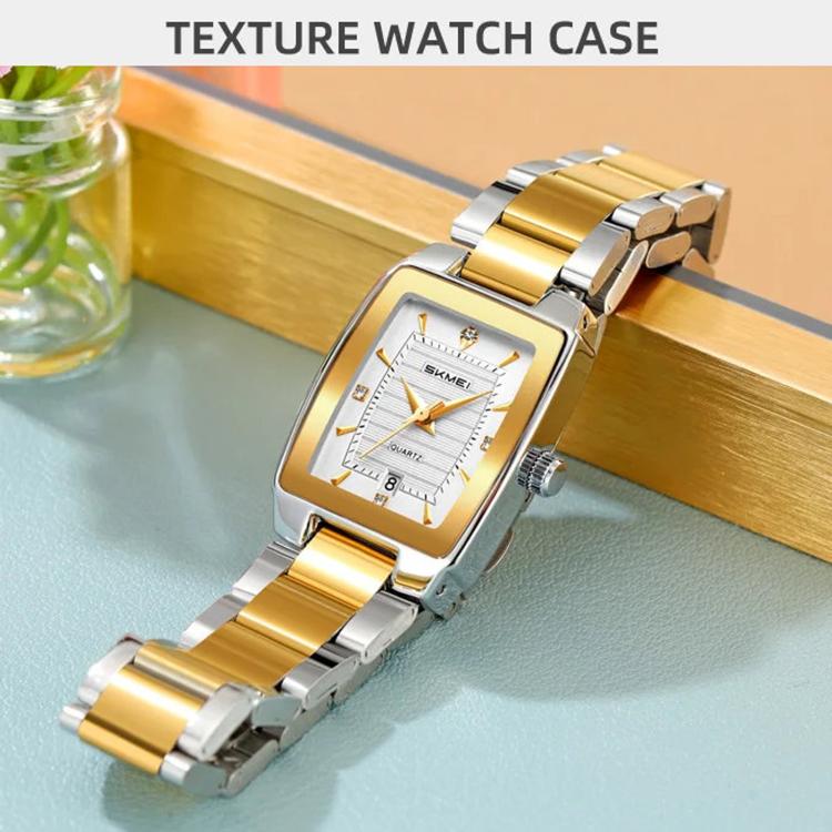 SKMEI 2578 Women Stainless Steel Business Watch Vintage Square 30m Life Water-Resistant Quartz Watch