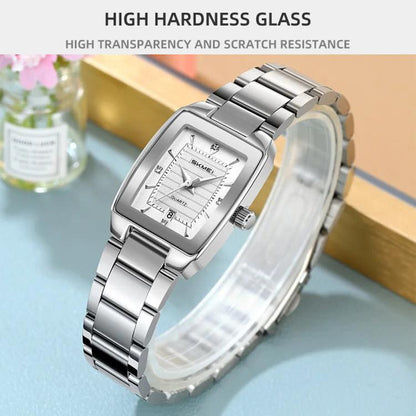 SKMEI 2578 Women Stainless Steel Business Watch Vintage Square 30m Life Water-Resistant Quartz Watch