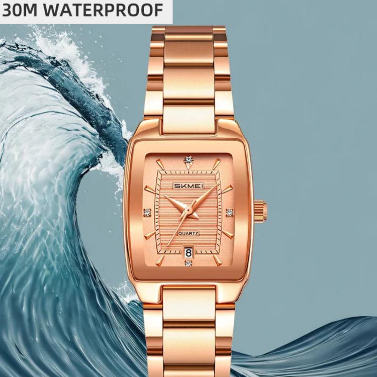 SKMEI 2578 Women Stainless Steel Business Watch Vintage Square 30m Life Water-Resistant Quartz Watch