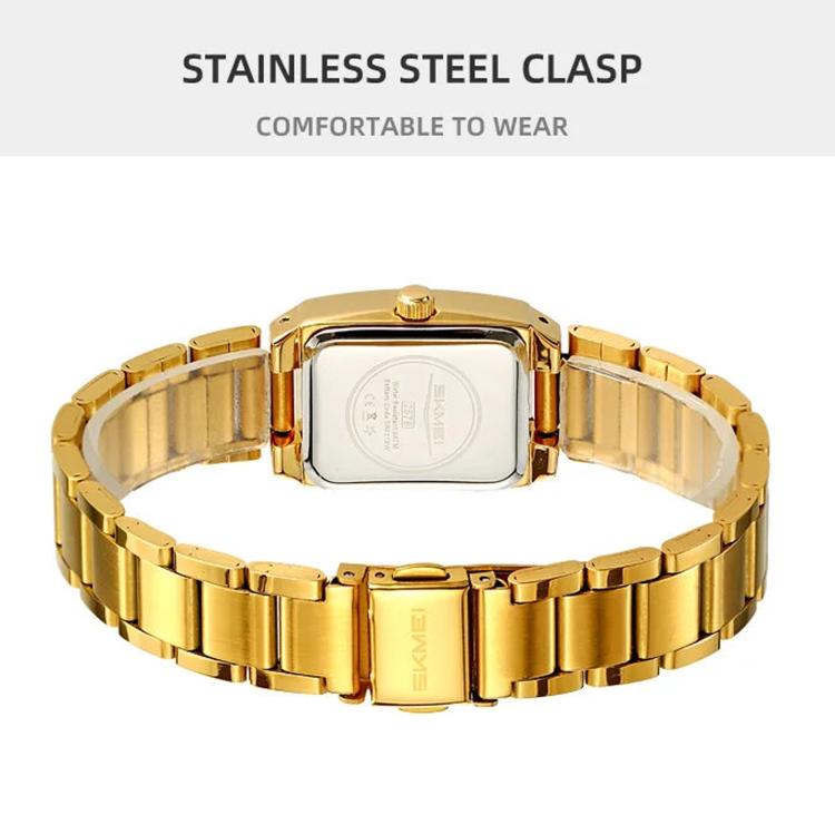 SKMEI 2578 Women Stainless Steel Business Watch Vintage Square 30m Life Water-Resistant Quartz Watch