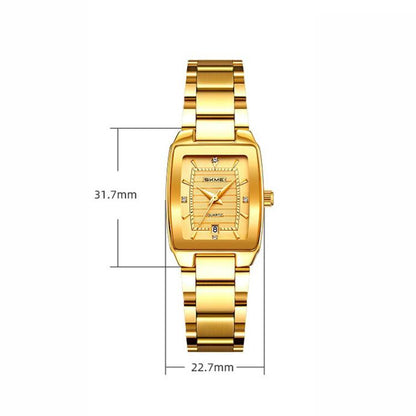 SKMEI 2578 Women Stainless Steel Business Watch Vintage Square 30m Life Water-Resistant Quartz Watch