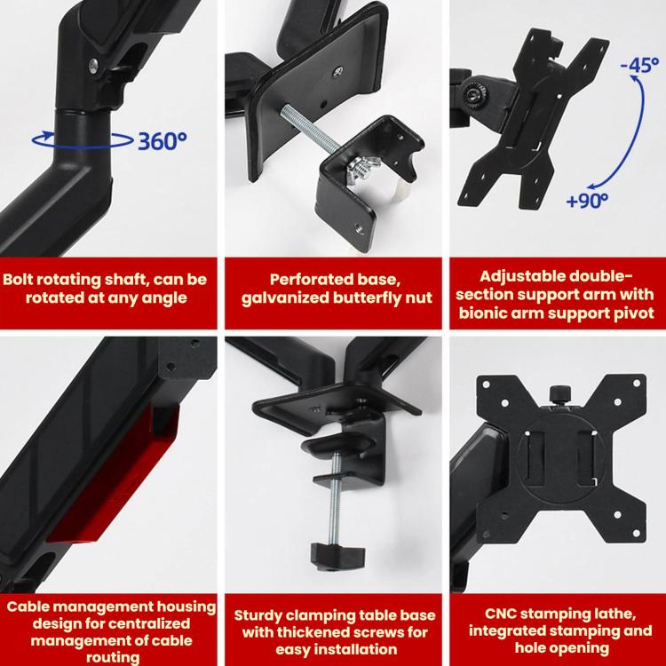 32-Inch Pneumatic Arm Dual-Screen Height-Adjustable Computer Monitor Stand, DY-02