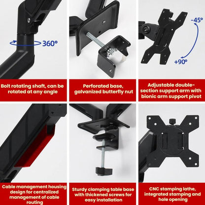 32-Inch Pneumatic Arm Dual-Screen Height-Adjustable Computer Monitor Stand, DY-02