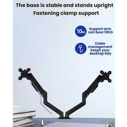 32-Inch Pneumatic Arm Dual-Screen Height-Adjustable Computer Monitor Stand, DY-02