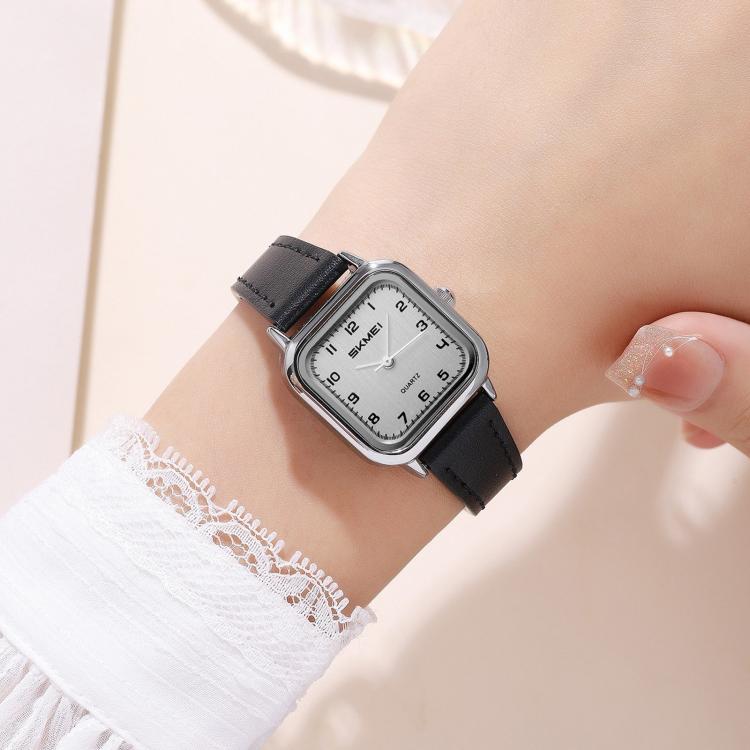 SKMEI 2579 Square Ladies Quartz Watch Leather Strap Watch