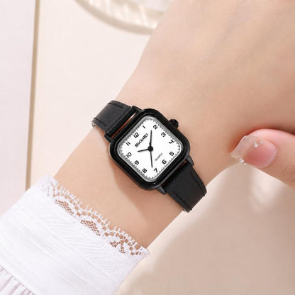 SKMEI 2579 Square Ladies Quartz Watch Leather Strap Watch