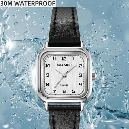 SKMEI 2579 Square Ladies Quartz Watch Leather Strap Watch