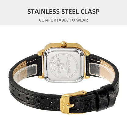 SKMEI 2579 Square Ladies Quartz Watch Leather Strap Watch
