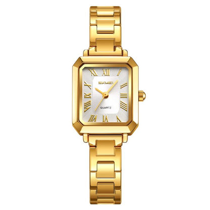 SKMEI 2582 Elegant Ladies Square Watch Stainless Steel Strap 30m Life Waterproof Quartz Watch