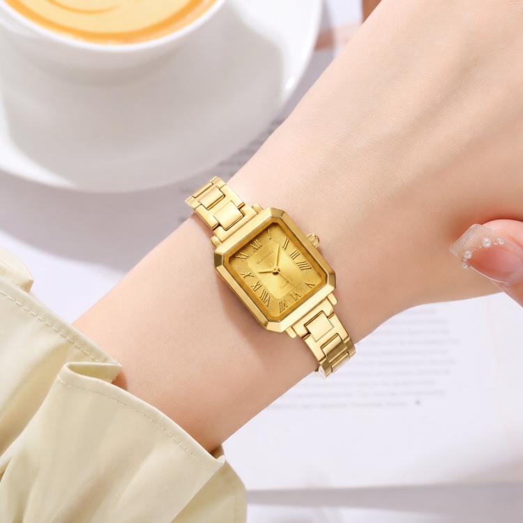 SKMEI 2582 Elegant Ladies Square Watch Stainless Steel Strap 30m Life Waterproof Quartz Watch
