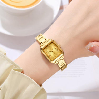SKMEI 2582 Elegant Ladies Square Watch Stainless Steel Strap 30m Life Waterproof Quartz Watch