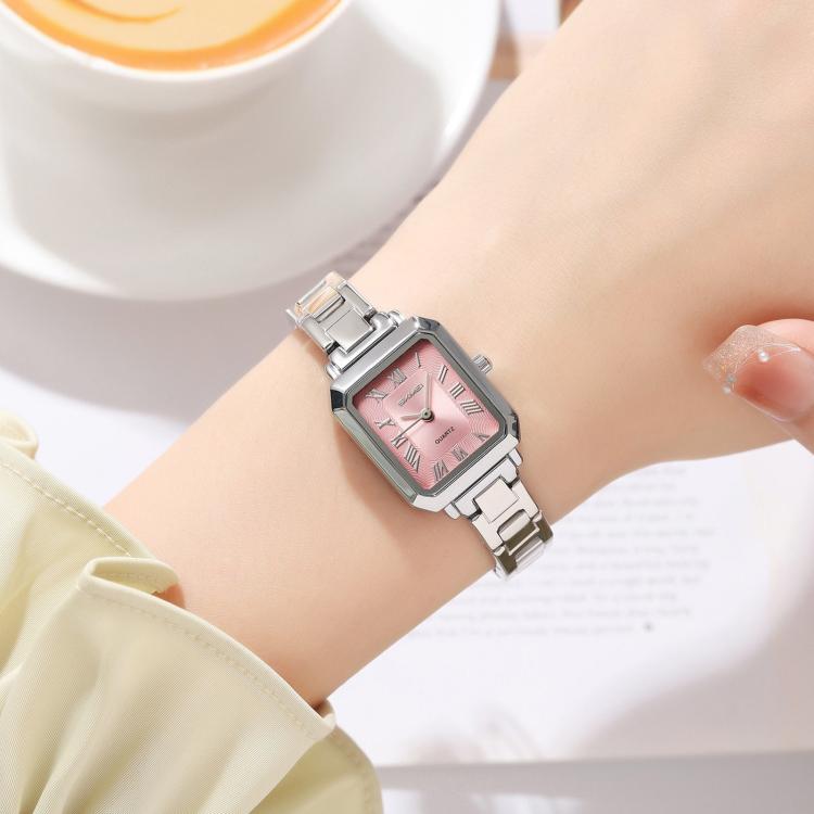 SKMEI 2582 Elegant Ladies Square Watch Stainless Steel Strap 30m Life Waterproof Quartz Watch