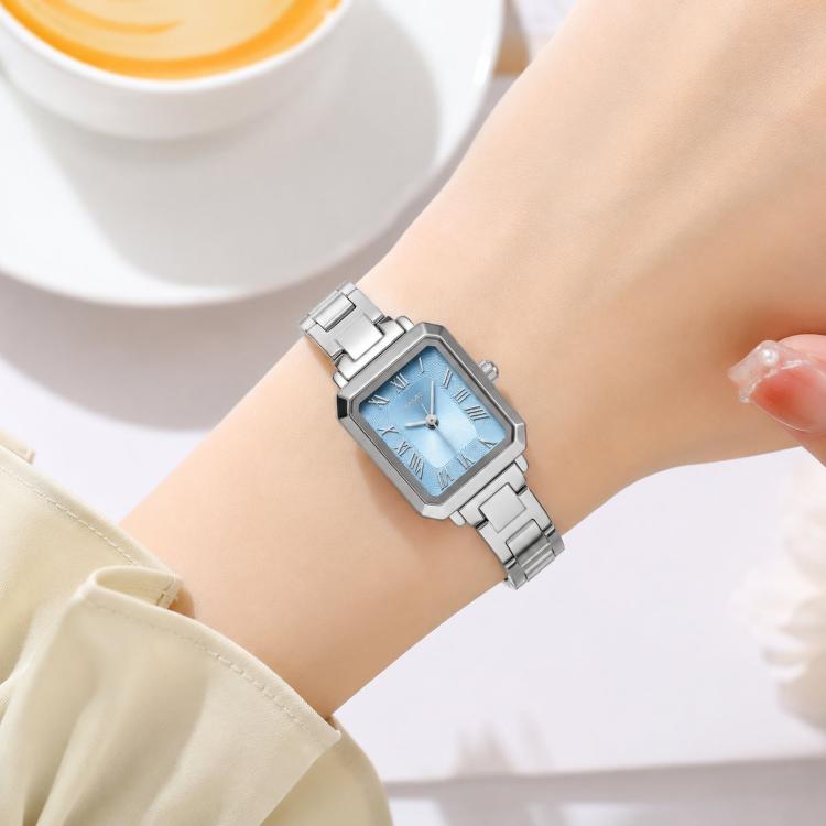 SKMEI 2582 Elegant Ladies Square Watch Stainless Steel Strap 30m Life Waterproof Quartz Watch